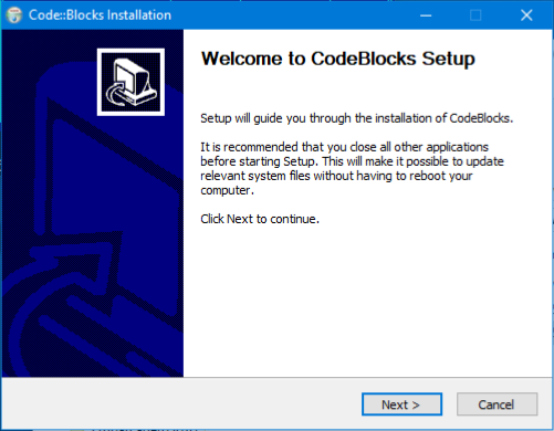 Code::Blocks instalacija -- Welcome